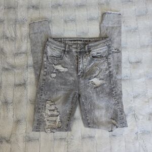 American Eagle Distressed Gray Skinny Jeans